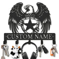 Personalized Bald Eagle Metal Key Holder – Custom Name Wall Organizer